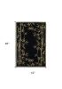 4' X 6' Black Hand Tufted Bordered Bamboo Indoor Area Rug