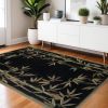 4' X 6' Black Hand Tufted Bordered Bamboo Indoor Area Rug