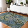 4' X 6' Grey Blue Hand Tufted Tropical Palms Indoor Area Rug