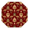7' Octagon Red Floral Vines Indoor Area Rug