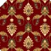 7' Octagon Red Floral Vines Indoor Area Rug