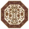7' Octagon Ivory Or Red Floral Bordered Indoor Area Rug