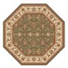 7' Octagon Green Or Ivory Floral Vines Bordered Indoor Area Rug