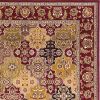 7' Octagon Red Floral Panel Bordered Indoor Area Rug