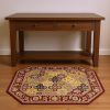 7' Octagon Red Floral Panel Bordered Indoor Area Rug
