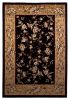 7' Octagon Black Or Beige Floral Bordered Indoor Area Rug