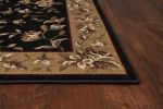 7' Octagon Black Or Beige Floral Bordered Indoor Area Rug