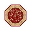 7' Octagon Red Or Beige Floral Bordered Indoor Area Rug