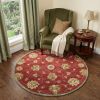 5' Round Red Floral Vine Wool Indoor Area Rug
