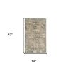 3' X 5' Beige and Blue Floral Area Rug