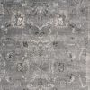 5' X 8' Grey Vintage Floral Bordered Indoor Area Rug