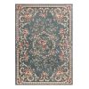 8' X 10' Slate Blue Floral Bordered Indoor Area Rug
