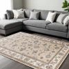 8' X 10' Beige Or Ivory Floral Vine Bordered Indoor Area Rug