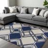 7' X 11' Ivory Or Denim Geometric Hexagon Uv Treated Indoor Area Rug