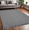 5' X 8' Grey Hand Woven Houndstooth Indoor Area Rug