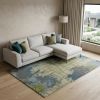 6' X 9' Green Or Blue Abstract Design Indoor Area Rug