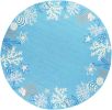 8' Sea Blue Hand Hooked Bordered Coral Reef Round Indoor Area Rug