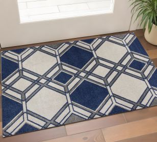 2' X 3' Blue Geometric Area Rug