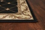 2' X 3' Black Machine Woven Hand Carved Fleur De Lis Indoor Accent Rug