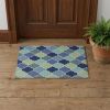 2' X 3' Blue Quatrefoil Hand Tufted Area Rug