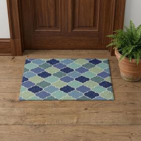 2' X 3' Blue Quatrefoil Hand Tufted Area Rug
