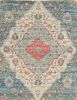 2' X 4' Blue and Beige Medallion Hand Woven Distressed Area Rug