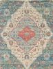 2' X 4' Blue and Beige Medallion Hand Woven Distressed Area Rug
