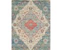 2' X 4' Blue and Beige Medallion Hand Woven Distressed Area Rug