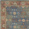 2' X 4' Blue and Red Floral Medallion Hand Woven Area Rug
