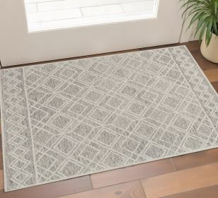 2' X 4' Sand Wool Geometric Hand Tufted Area Rug