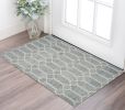2' X 4' Blue Wool Geometric Hand Tufted Area Rug
