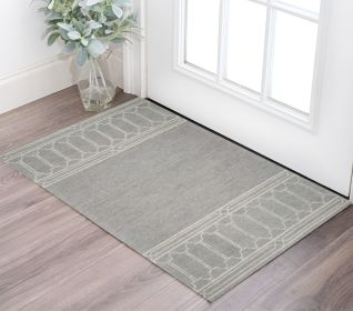 2' X 4' Gray Wool Ogee Hand Tufted Area Rug