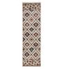 8' Ivory Machine Woven Geometric Lodge Indoor Runner Rug