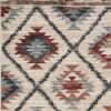 8' Ivory Machine Woven Geometric Lodge Indoor Runner Rug