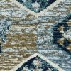 8' Seafoam Machine Woven Geometric Lodge Indoor Runner Rug