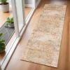 7' Champagne Beige Machine Woven Damask Indoor Runner Rug