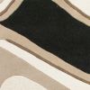 2' X 4' Black Or Beige Waves Wool Area Rug