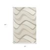 2' X 4' Ivory Hand Tufted Abstract Waves Indoor Accent Rug