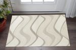 2' X 4' Ivory Hand Tufted Abstract Waves Indoor Accent Rug