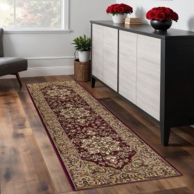2' X 8' Red Or Beige Medallion Runner Rug