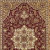 3' X 5' Red Beige Machine Woven Floral Medallion Indoor Area Rug