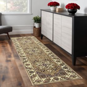 2' X 8' Beige Or Ivory Medallion Runner Rug