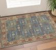 3' X 5' Blue and Beige Floral Hand Woven Area Rug