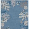 7' Blue and Gray Seashell Hand Hooked Runner Rug