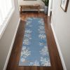 7' Blue and Gray Seashell Hand Hooked Runner Rug