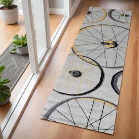 2' X 7' Grey Wheels Runner Rug