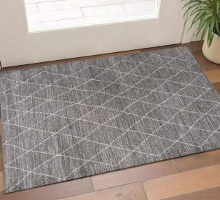 3' X 5' Grey Diamond Pattern Area Rug