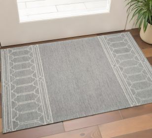 3' X 5' Grey Geometric Pattern Wool Area Rug
