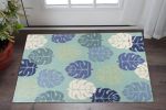 3' X 5' Turquoise Botanical Leaves Hand Tufted Area Rug