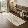 7' Runner Gray and Ivory Abstract Distressed Area Rug